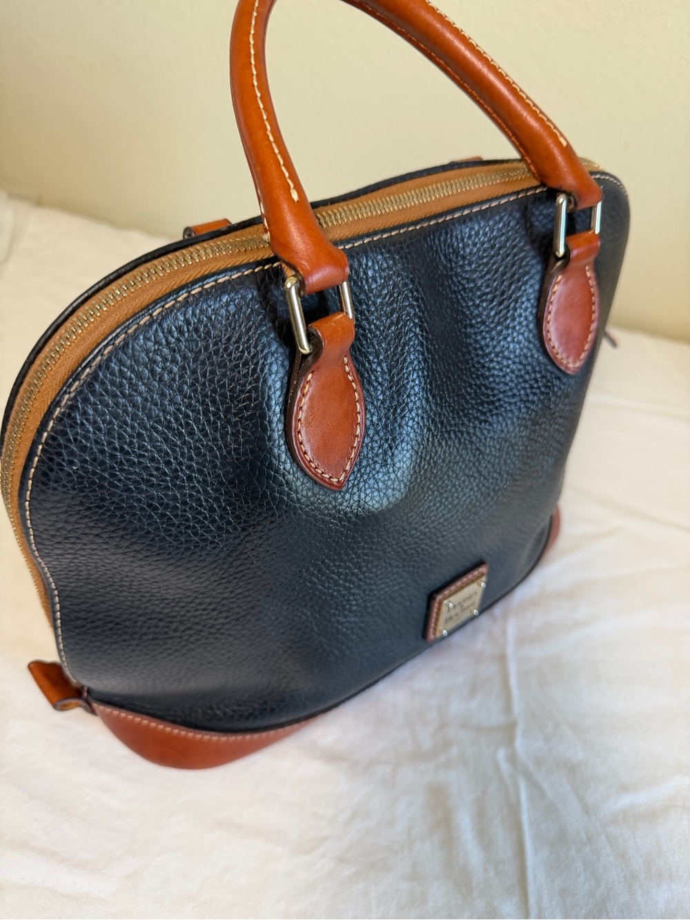 Dooney & Bourke Vintage Black and Brown Pebbled Leather Handbag